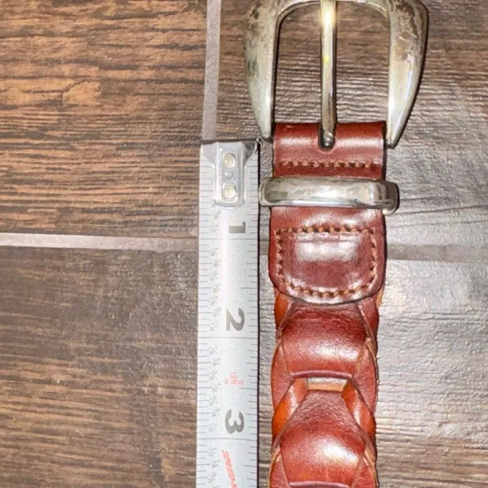 Braided Leather Belt with Silver Buckle fasten any point